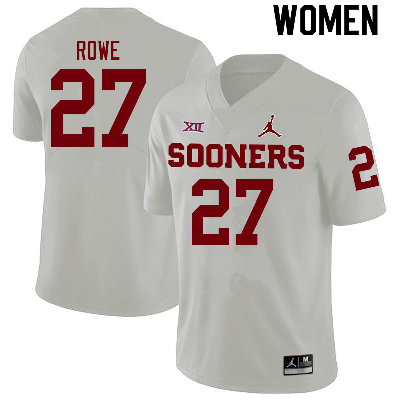 Women #27 Jayden Rowe Oklahoma Sooners College Football Jerseys Sale-White
